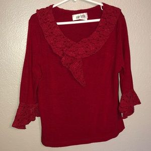 Girls Red Shirt with Lace